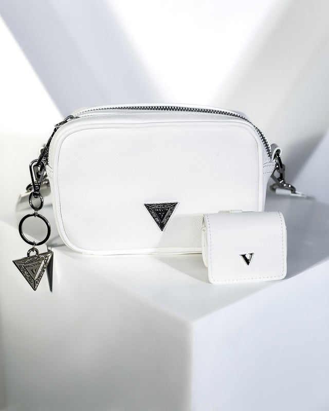 Crossbody Bag & Earphone Case - White
