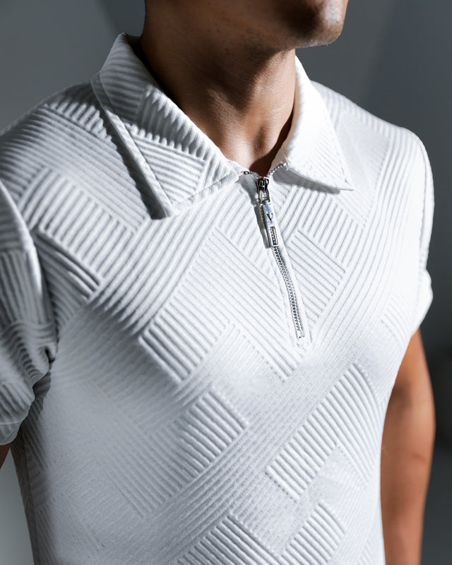 Henly Embossed Polo Shirt - White