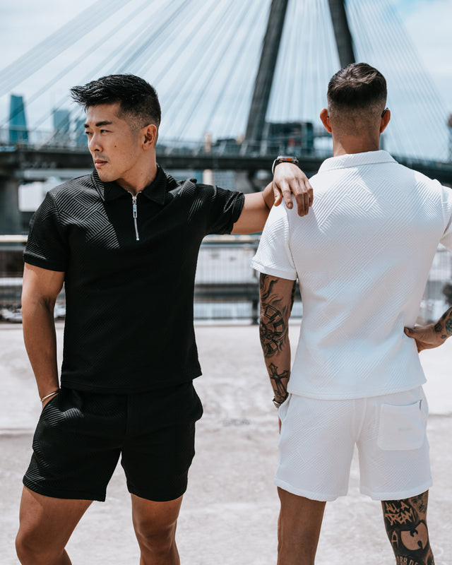 Henly Embossed Polo Shirt - Black