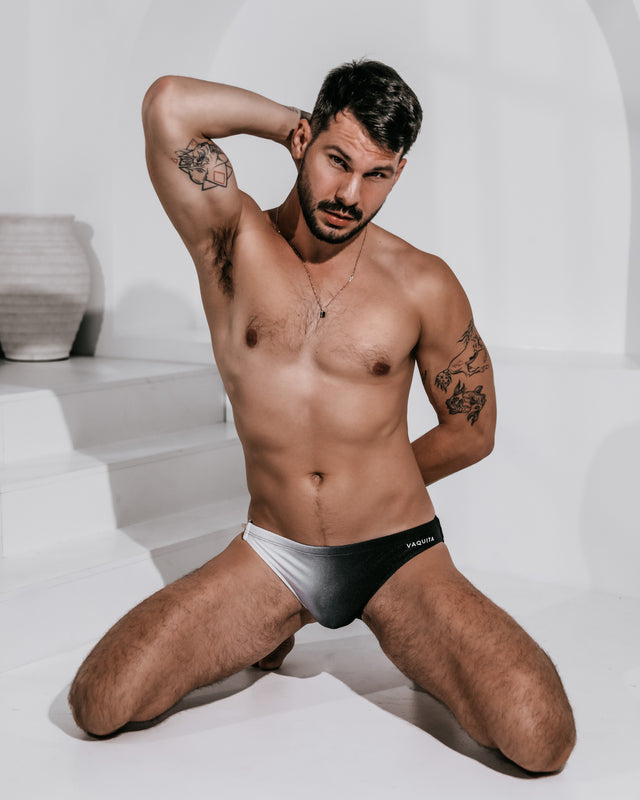 Ryker Swim Brief - Noir Blanc - Gold Clip