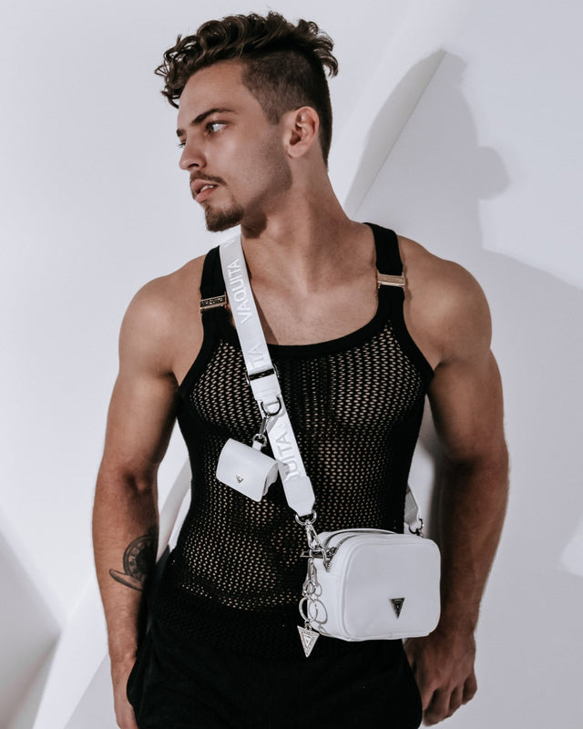 Crossbody Bag & Earphone Case - White