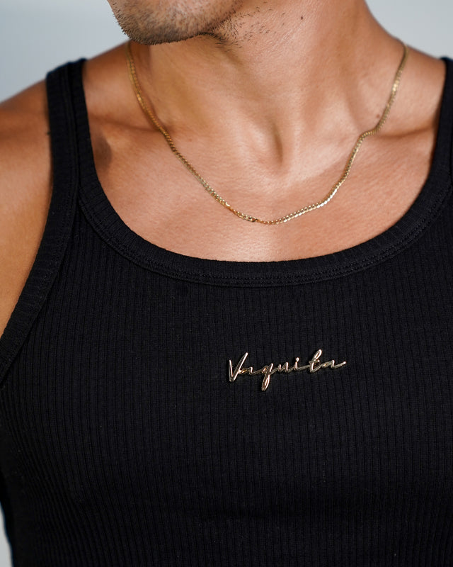 Enduro Heavyweight Ribbed Muscle Tank - Black/Gold Plaque