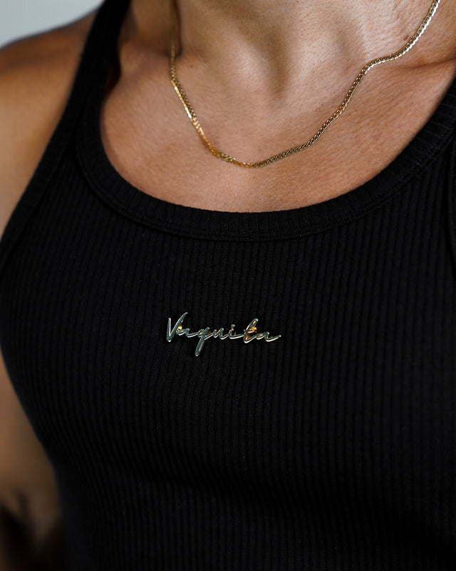 Enduro Heavyweight Ribbed Muscle Tank - Black/Gold Plaque