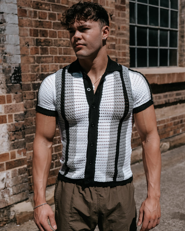 Noir Blanc Crochet Cardigan