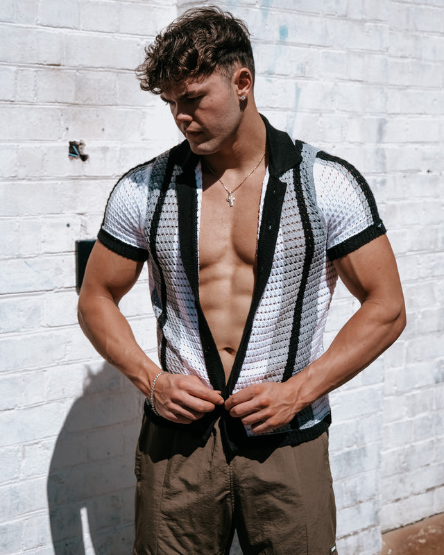 Noir Blanc Crochet Cardigan