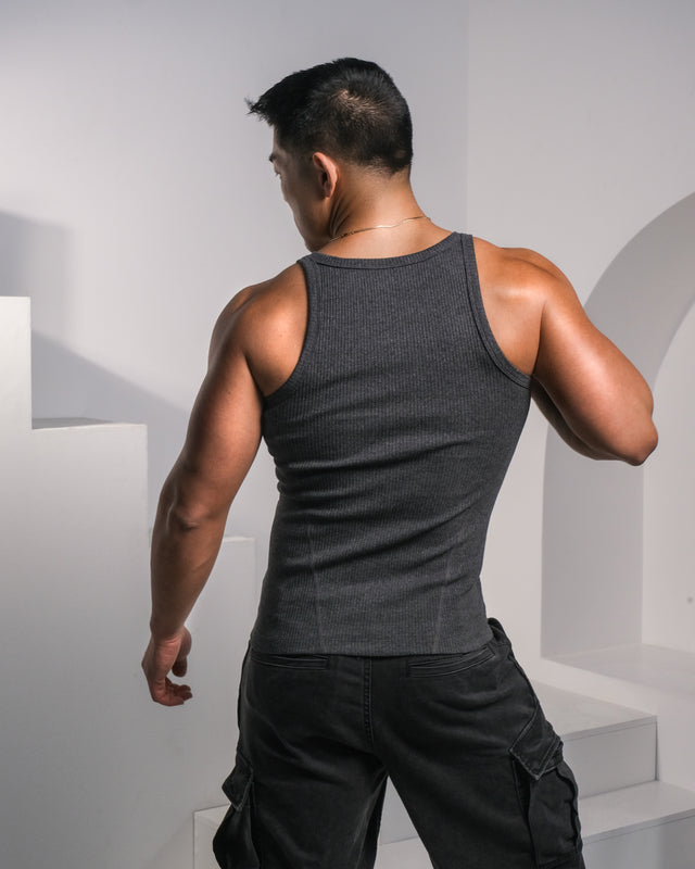 Enduro Heavyweight Ribbed Muscle Tank - Iron Grey /Gold Plaque