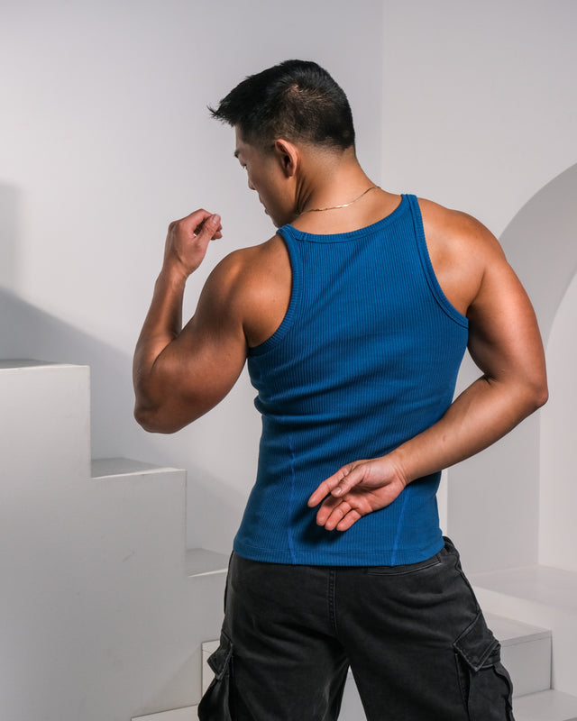 Enduro Heavyweight Ribbed Muscle Tank - Sapphire /Gold Plaque