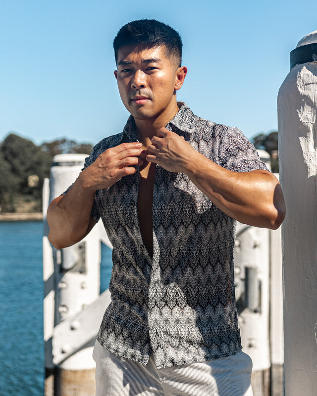 Men's Textured Shirt Classic Fit - Batik Pattern