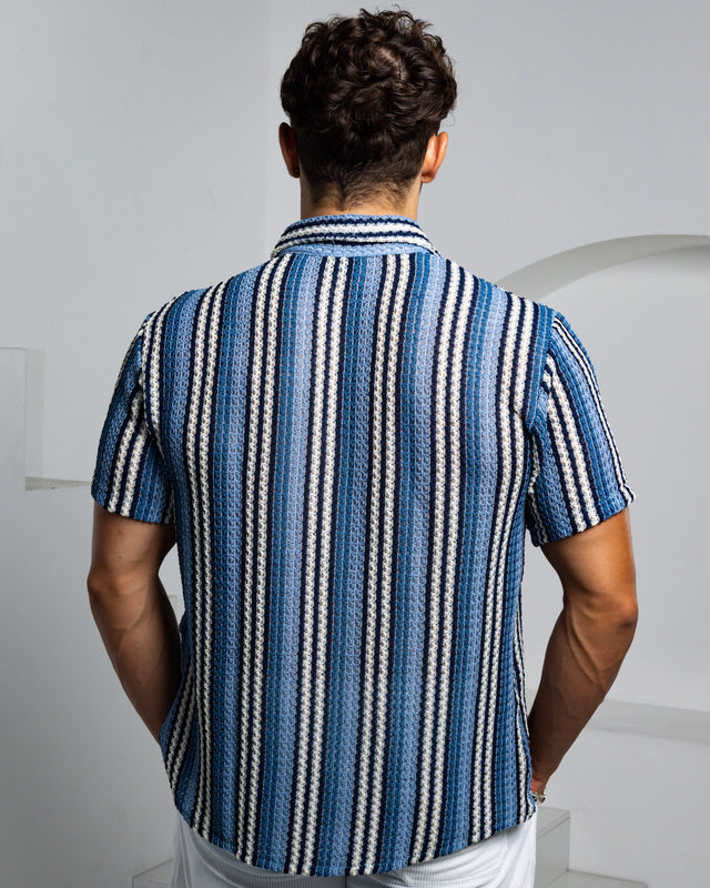 Men's Textured Shirt Classic Fit - Blue Ombrè