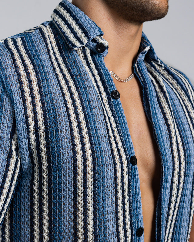 Men's Textured Shirt Classic Fit - Blue Ombrè