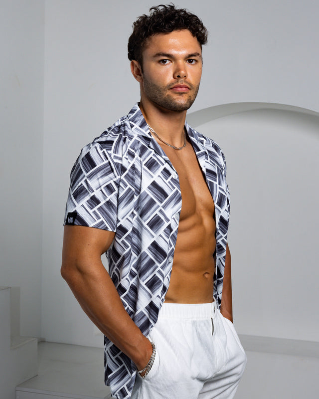 Men's Ice Silk Shirt - Brush Strokes