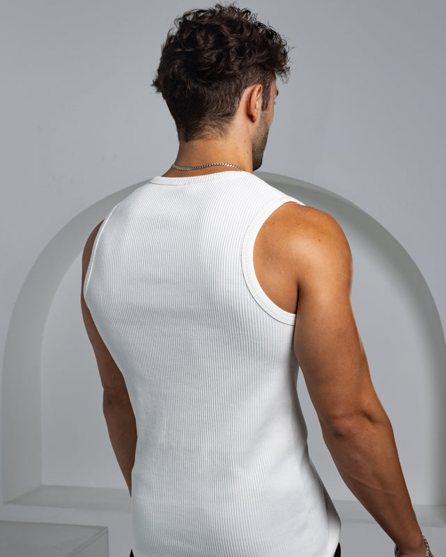 Neo-Urban Zipper Muscle Tank - White