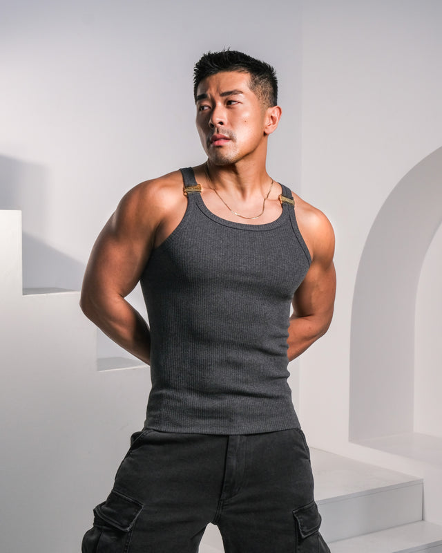 Ryker Buckled Ribbed Tank - Iron Grey