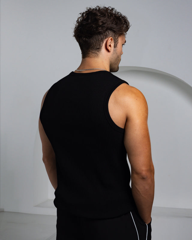Neo-Urban Zipper Muscle Tank - Black