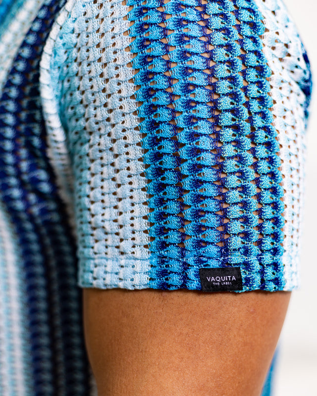 Men's Textured Shirt Classic Fit  - Blue Stripes