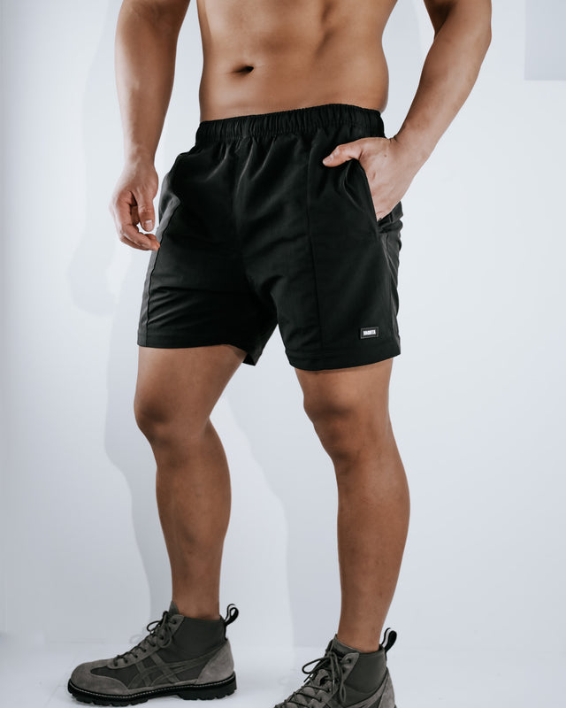 Tiered Parachute Cargo Pants - Black