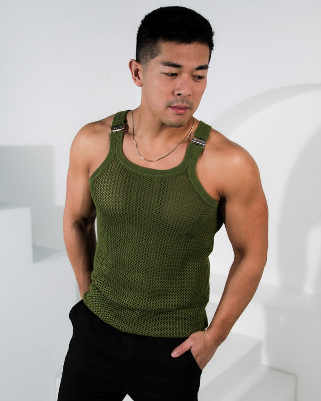 Ryker Crochet Tank - Army Green