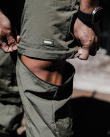 Three Tiered Convertible Cargo Parachute Pants - Army Green