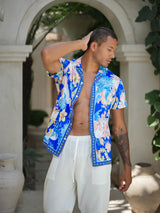 Limited Edition - Men's Ice Silk Shirt - Midnight Botanica