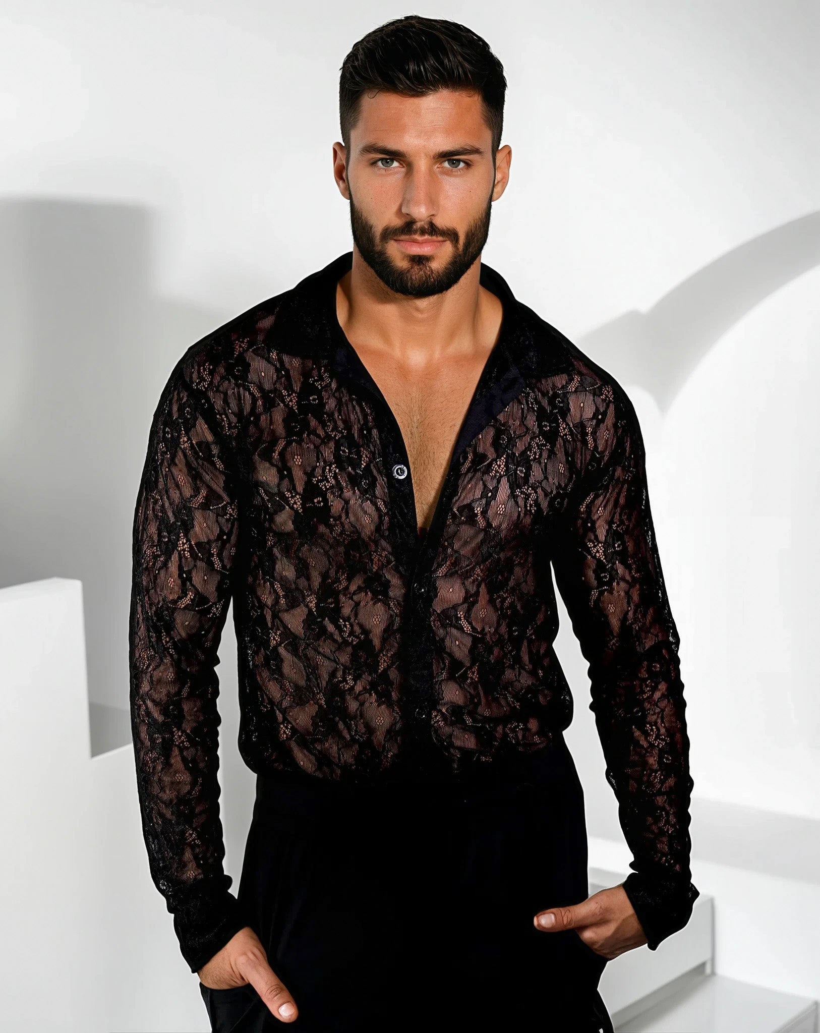 Zion Long Sleeve Ultra-fine Lace Shirt - Black – Vaquita The Label