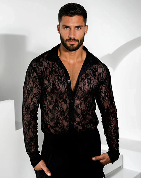 Zion Long Sleeve Ultra-fine Lace Shirt - Black – Vaquita The Label