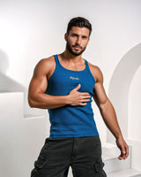 Enduro Heavyweight Ribbed Muscle Tank - Sapphire /Gold Plaque