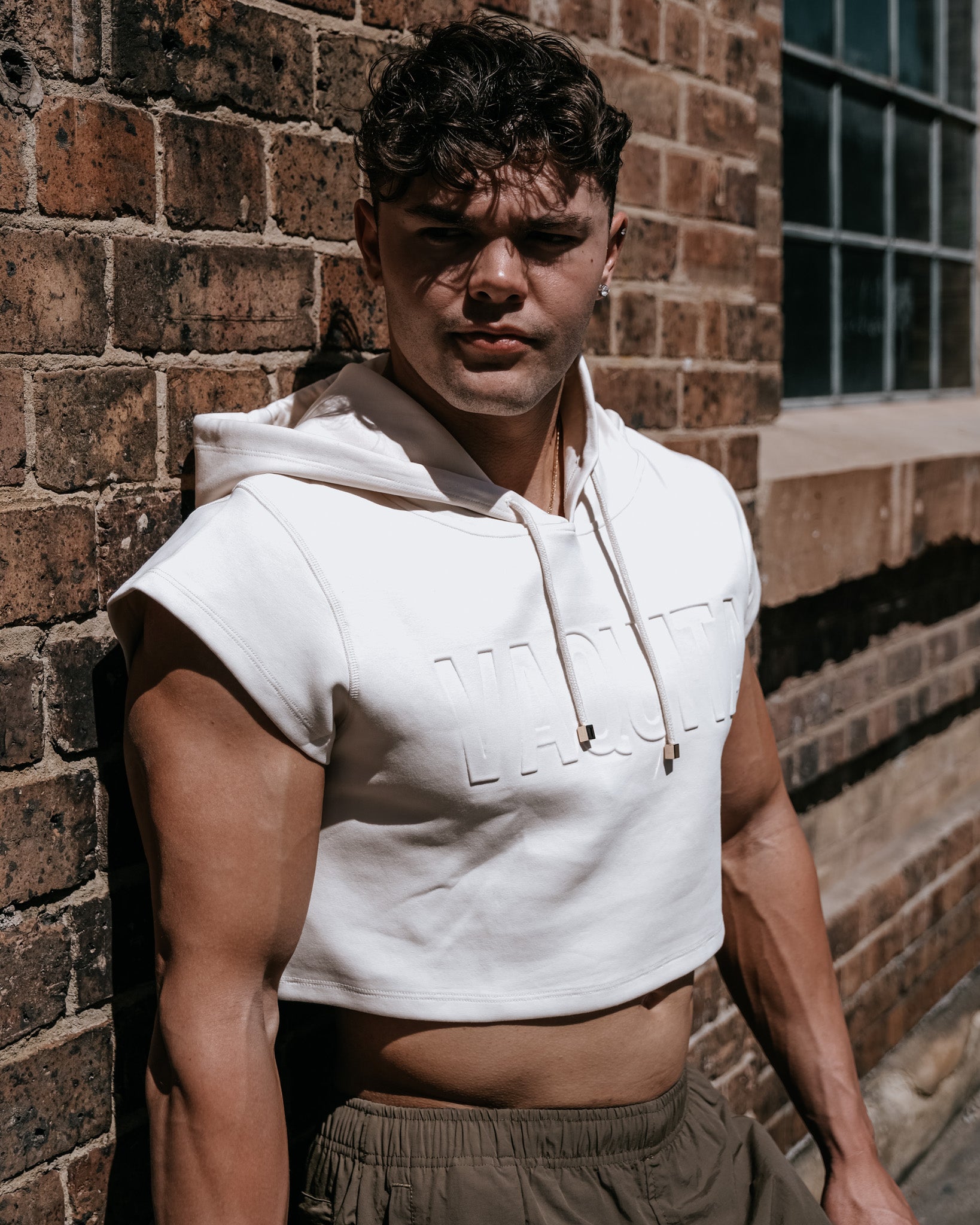 Men's Cropped Embossed Hoodie - Beige – Vaquita The Label