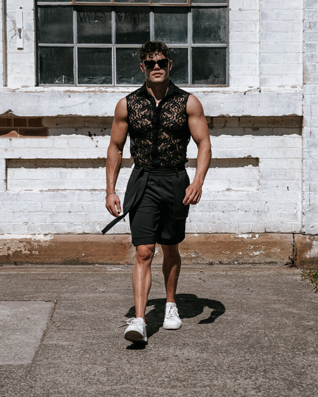 Men’s Tailored Samurai Shorts - Black