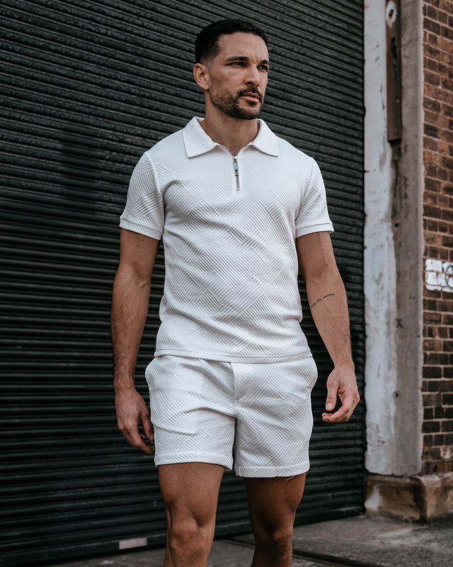 Henly Embossed Polo Shirt - White