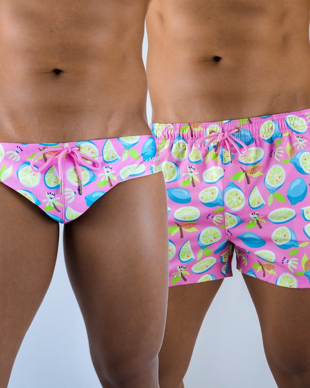 Pink Oasis Matching Set - Swim Brief & Shorts