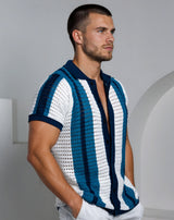 Blue Ombré Crochet Cardigan