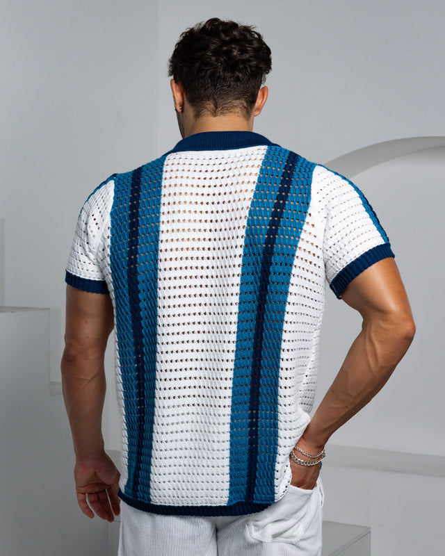 Blue Ombré Crochet Cardigan