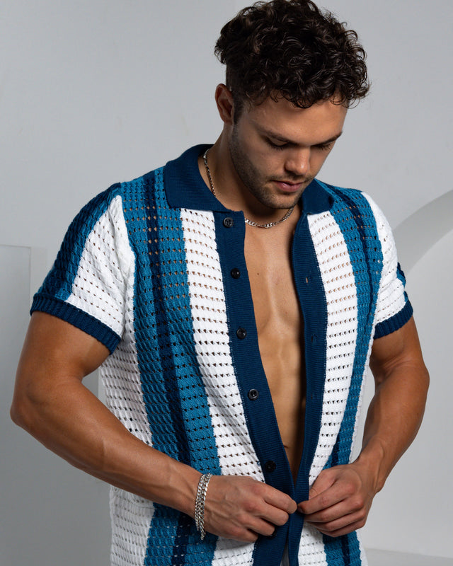 Blue Ombré Crochet Cardigan