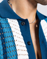 Blue Ombré Crochet Cardigan