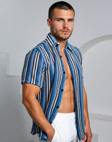 Men's Textured Shirt Classic Fit - Blue Ombrè