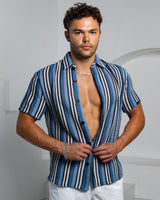 Men's Textured Shirt Classic Fit - Blue Ombrè