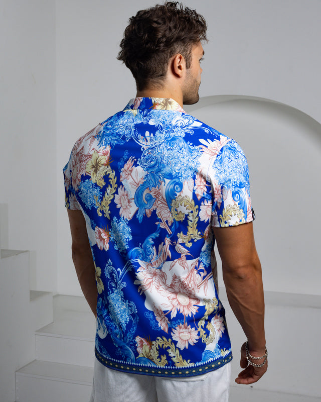 Limited Edition - Men's Ice Silk Shirt - Midnight Botanica