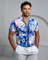Limited Edition - Men's Ice Silk Shirt - Midnight Botanica