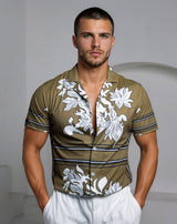 Limited Edition - Men's Ice Silk Shirt - Retro Floral