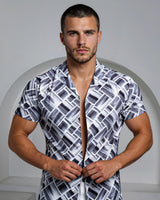 Men's Ice Silk Shirt - Brush Strokes