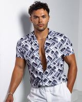 Men's Ice Silk Shirt - Brush Strokes