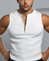 Neo-Urban Zipper Muscle Tank - White