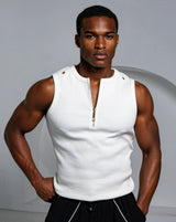 Neo-Urban Zipper Muscle Tank - White