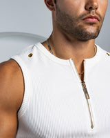 Neo-Urban Zipper Muscle Tank - White