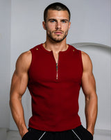 Neo-Urban Zipper Muscle Tank - Merlot