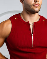 Neo-Urban Zipper Muscle Tank - Merlot