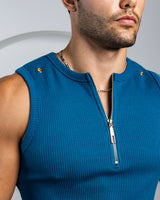 Neo-Urban Zipper Muscle Tank - Sapphire