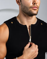 Neo-Urban Zipper Muscle Tank - Black