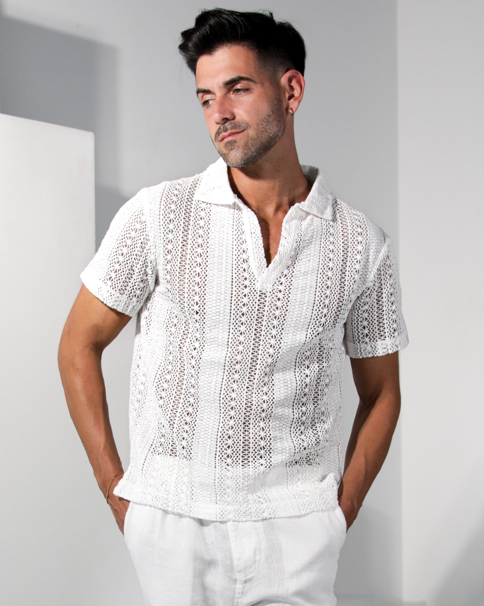 Voyadé 100% Cotton Lace Shirt - White