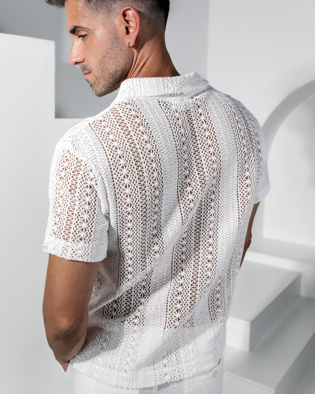 Voyadé 100% Cotton Lace Shirt - White